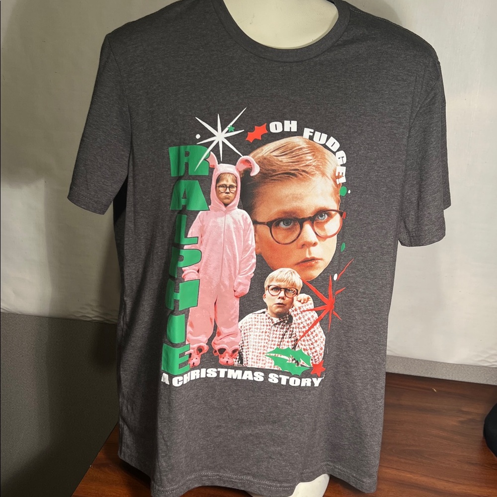 A Christmas Story, LARGE, Ralphie gray short sleeve T-shirt